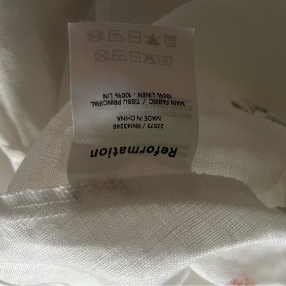 Reformation Veronika fruit print 100% linen white midi dress 26822 - Picture 11 of 12